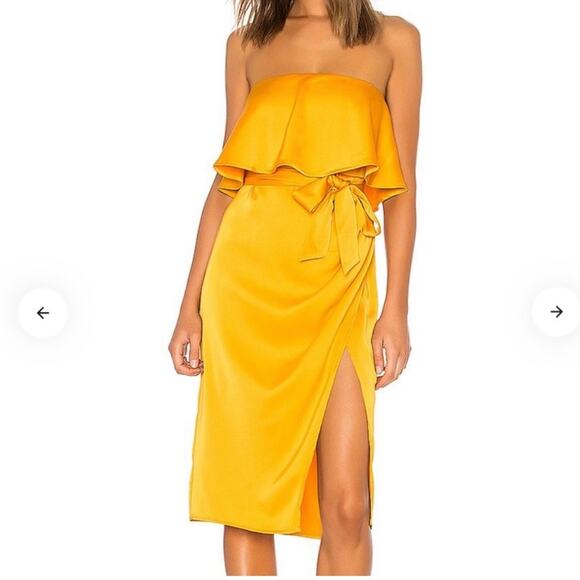 Lovers + Friends Strapless Midi Dress in Marigold - Picture 1 of 6